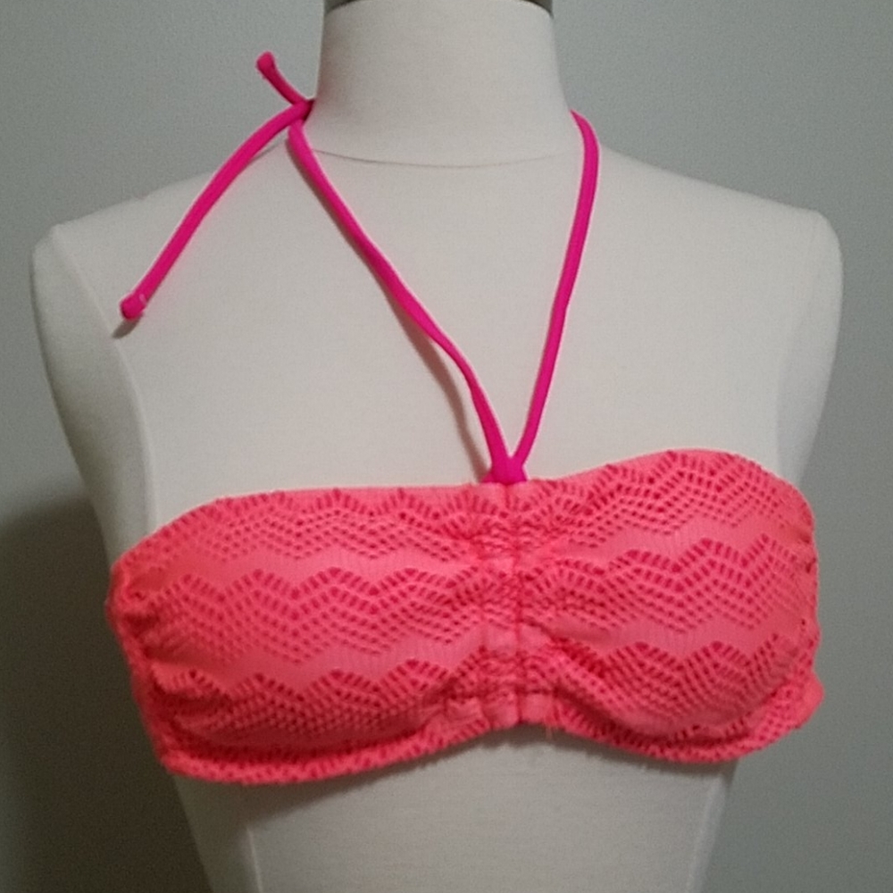 OP Atomic Orange Crochet Bandeau Swim Top NEW size small